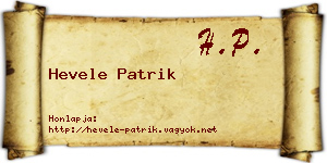 Hevele Patrik névjegykártya